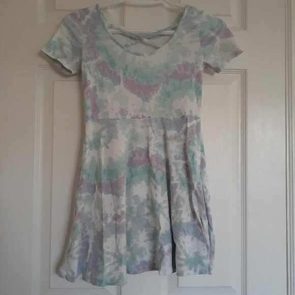 Children's Place Girl's M (7/8) Blue Purple Tie Dye Sequin Star Dress - Picture 3 of 9